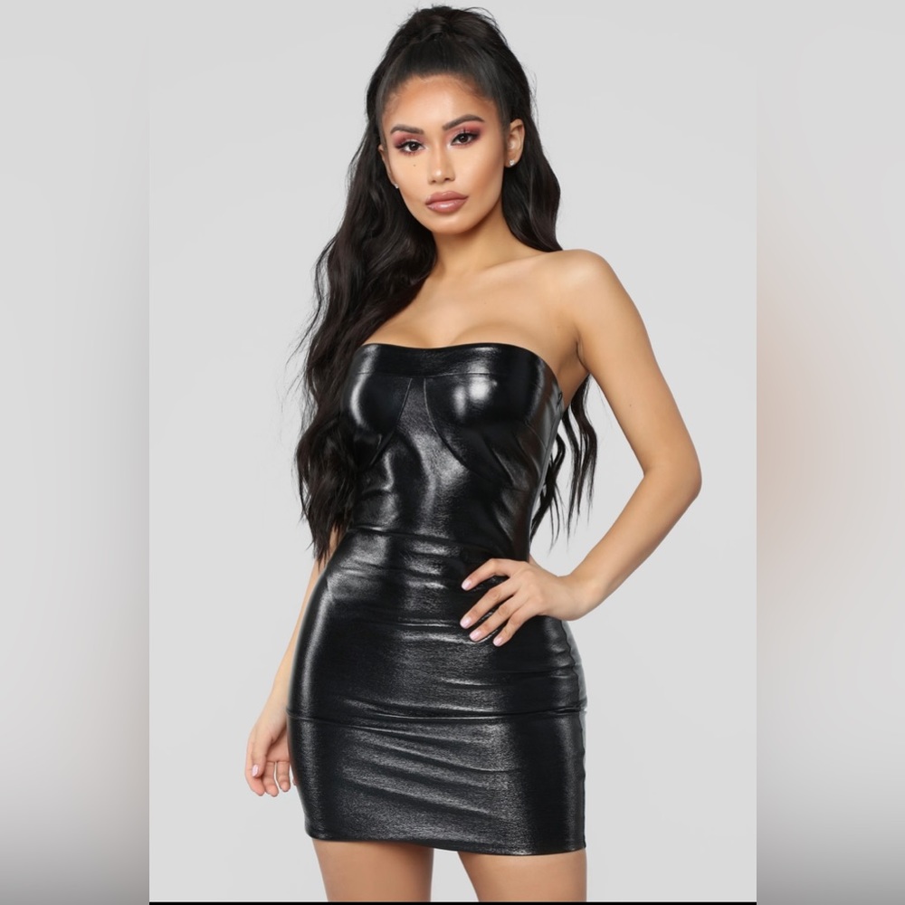 Faux Leather Fashion Nova Strapless Dress L NWT